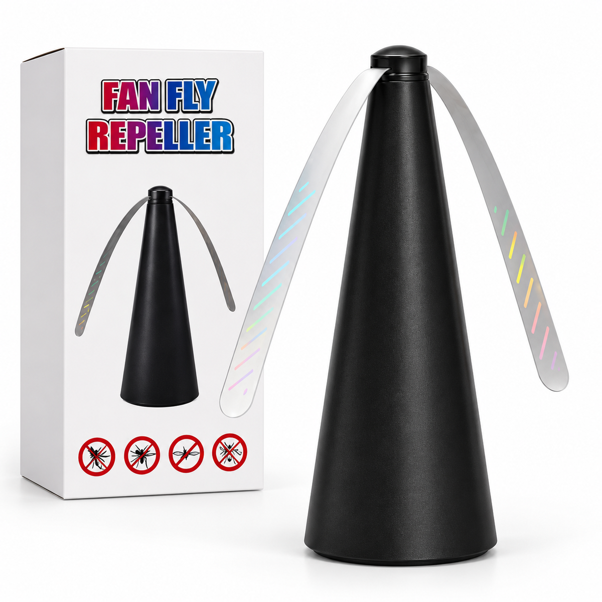 مروحة طاولة لطرد الذباب والحشرات الطائرة تعمل بالبطارية – 24 سم — Battery-Powered Fly Repellent Table Fan – 24 cm