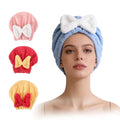 منشفة شعر مايكروفايبر سريعة الامتصاص بربطة على شكل بابوينه — Quick-Dry Microfiber Hair Towel with Bow Tie