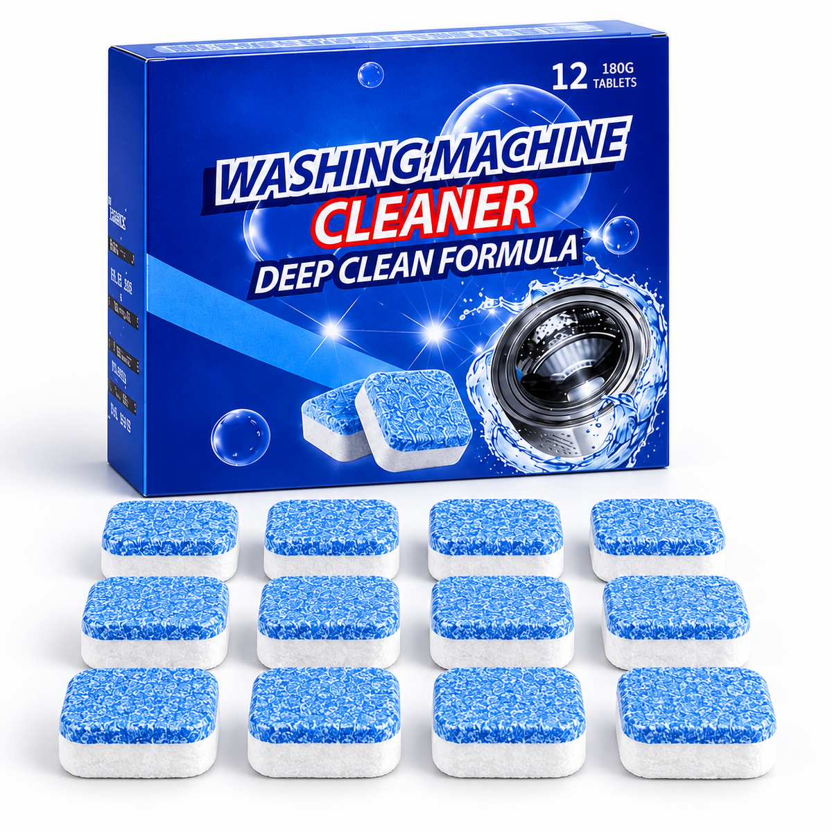 أقراص تنظيف الغسالة من الكلس والأملاح – 12 قرصًا — Washing Machine Cleaning Tablets – 12 Pieces