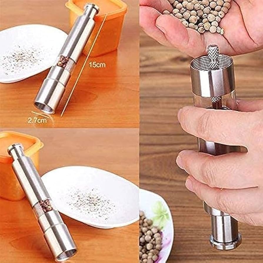 مطحنة بهارات يدوية من الستانلس ستيل — Manual Stainless Steel Spice Grinder