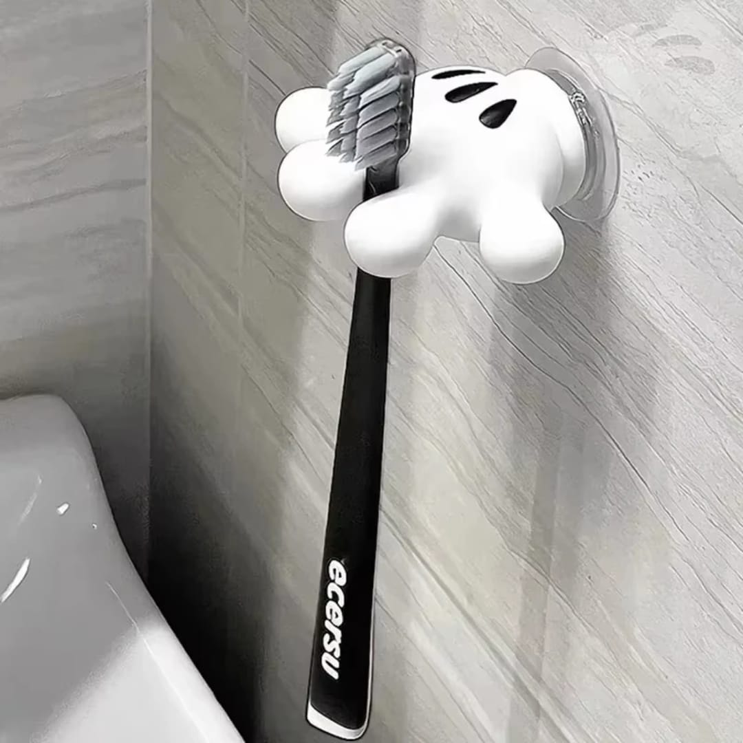 حامل فرشاة أسنان  بشكل كف – شفط بدون حفر — Hand-Shaped Suction Toothbrush Holder – No Drilling
