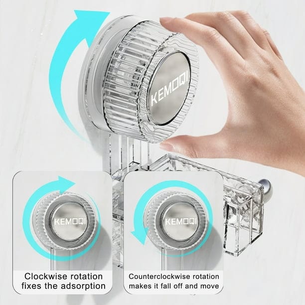 حامل دوش متحرك مع علاقتين لليفة — Adjustable Shower Head Holder with 2 Hooks