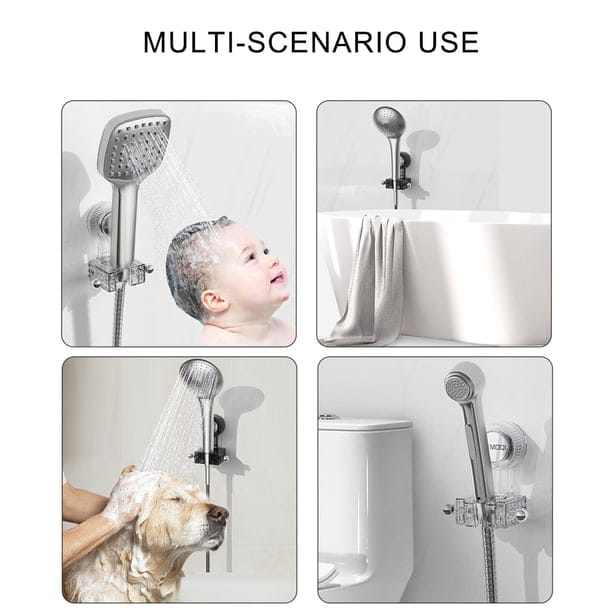 حامل دوش متحرك مع علاقتين لليفة — Adjustable Shower Head Holder with 2 Hooks