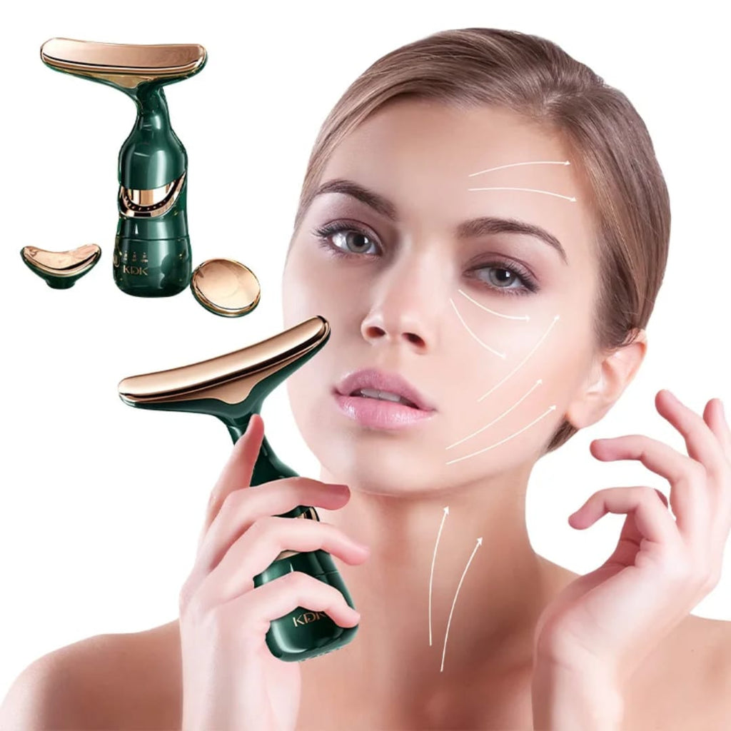 جهاز تدليك الوجه والرقبة بثلاثة رؤوس قابلة للتبديل — 3-Head Face and Neck Massager