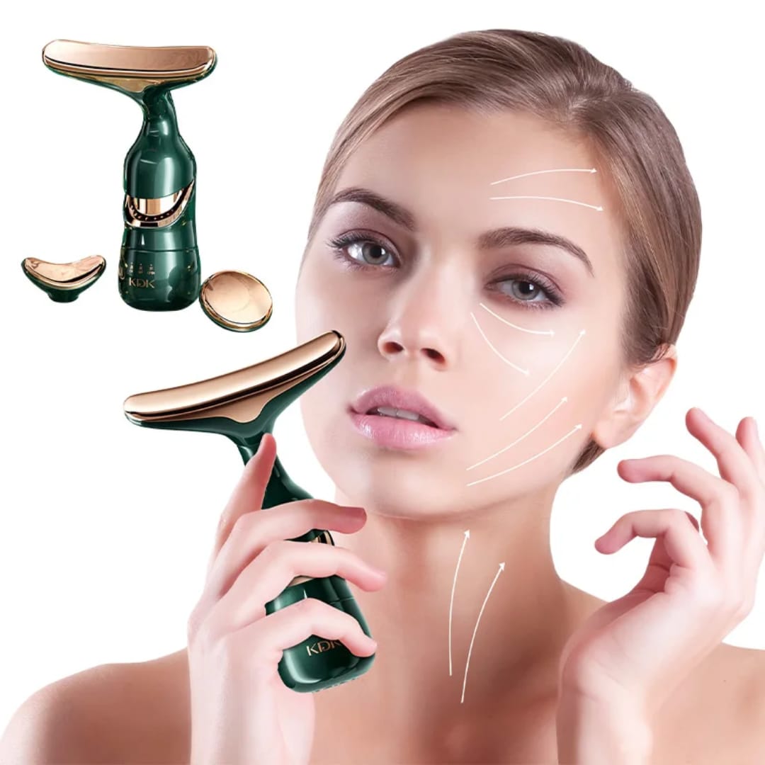 جهاز تدليك الوجه والرقبة بثلاثة رؤوس قابلة للتبديل — 3-Head Face and Neck Massager