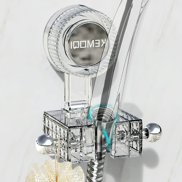حامل دوش متحرك مع علاقتين لليفة — Adjustable Shower Head Holder with 2 Hooks