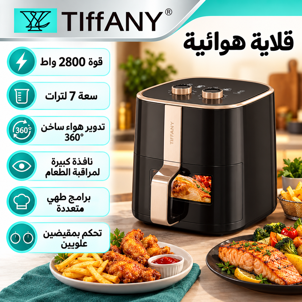 قلاية هوائية سعة 7 لترات بقوة 2800 واط — 7L Air Fryer – 2800W
