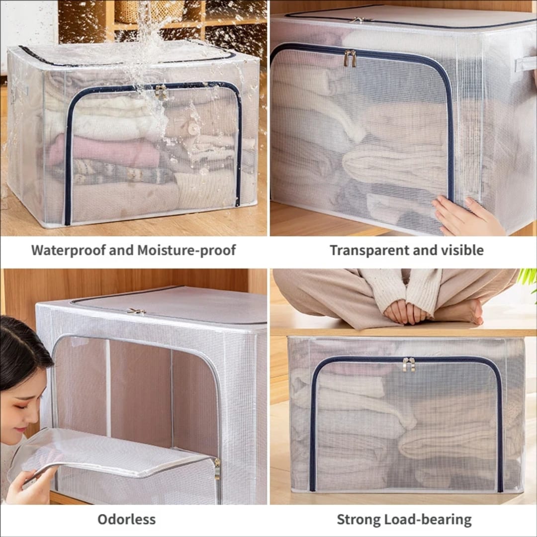 صندوق تخزين شفاف قابل للطي بفتحتين ضد الماء — Foldable Waterproof Clear Storage Box with Dual Openings