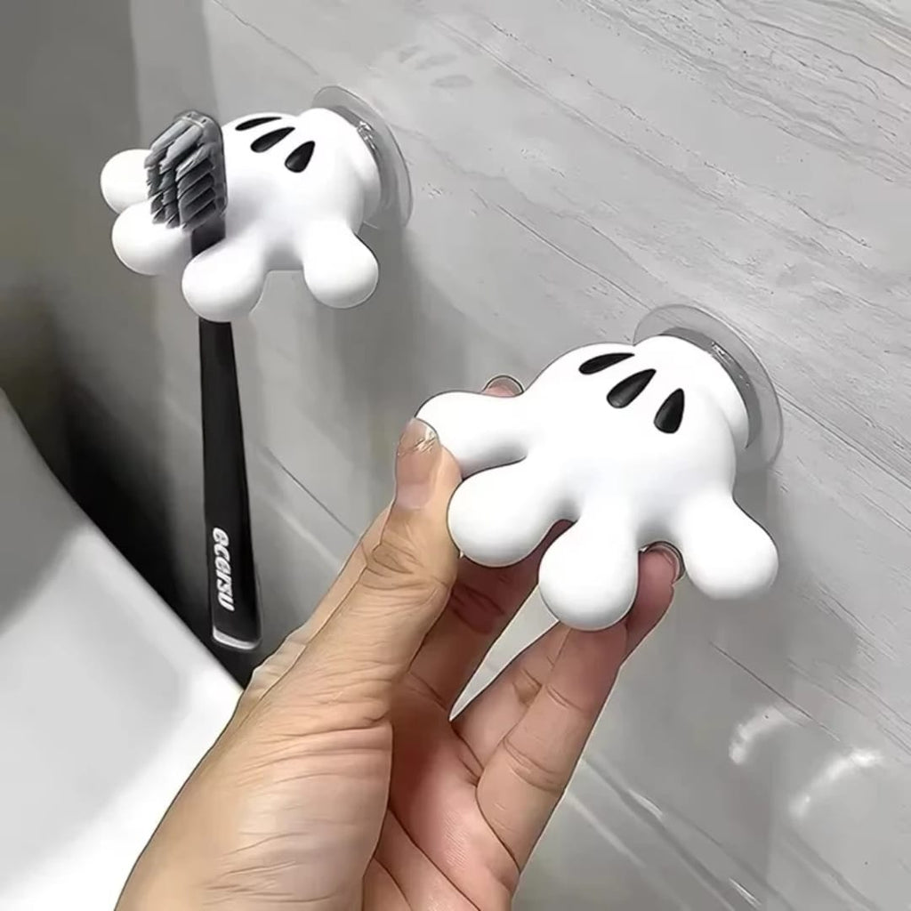 حامل فرشاة أسنان  بشكل كف – شفط بدون حفر — Hand-Shaped Suction Toothbrush Holder – No Drilling