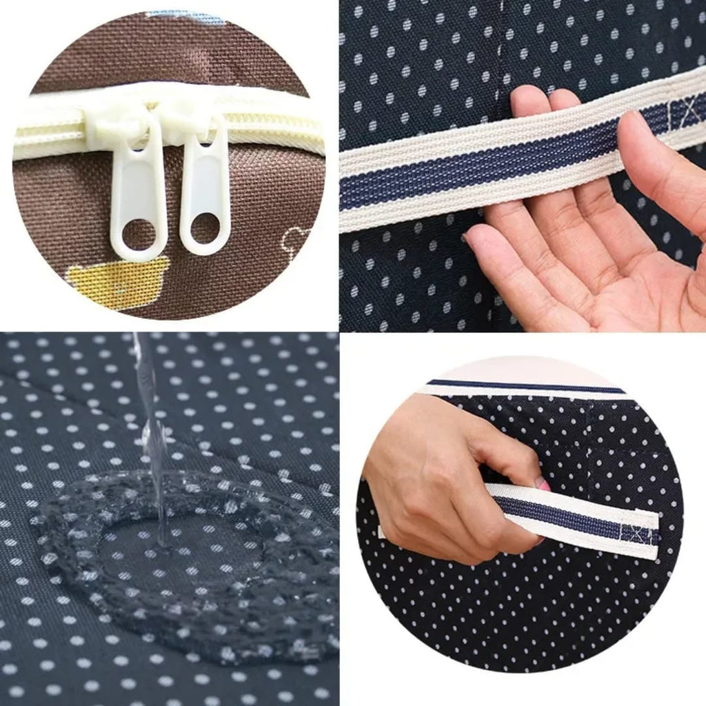 صندوق تخزين قماشي قابل للطي بسحاب أمامي وعلوي – 50 × 40 × 35 سم — Foldable Fabric Storage Box with Front and Top Zippers – 50 × 40 × 35 cm