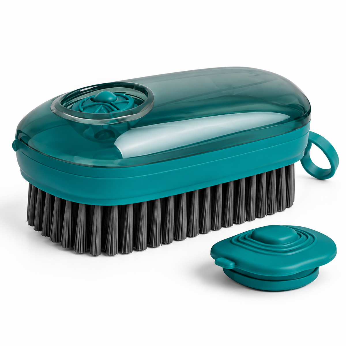 فرشاة تنظيف بخزان صابون قابل للتعبئة والضغط – سعة 150 مل — Refillable Soap Dispensing Cleaning Brush – 150 ml