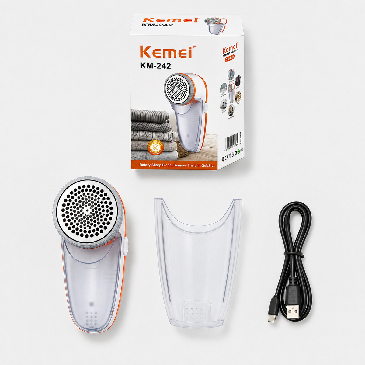 مكنة إزالة الوبر من الملابس - تشريج 3واط — Kemei KM-242 Rechargeable Lint Remover – 3W