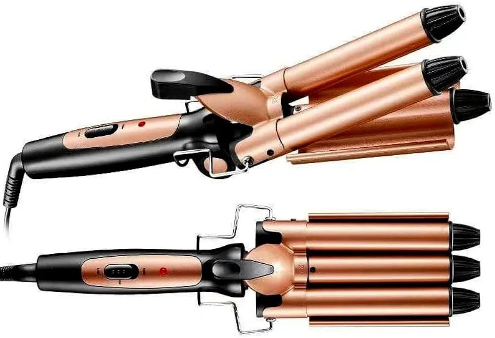 فير شعر 3 اصابع — Kemei KM-1010A Professional Triple-Barrel Hair Waver – 90W