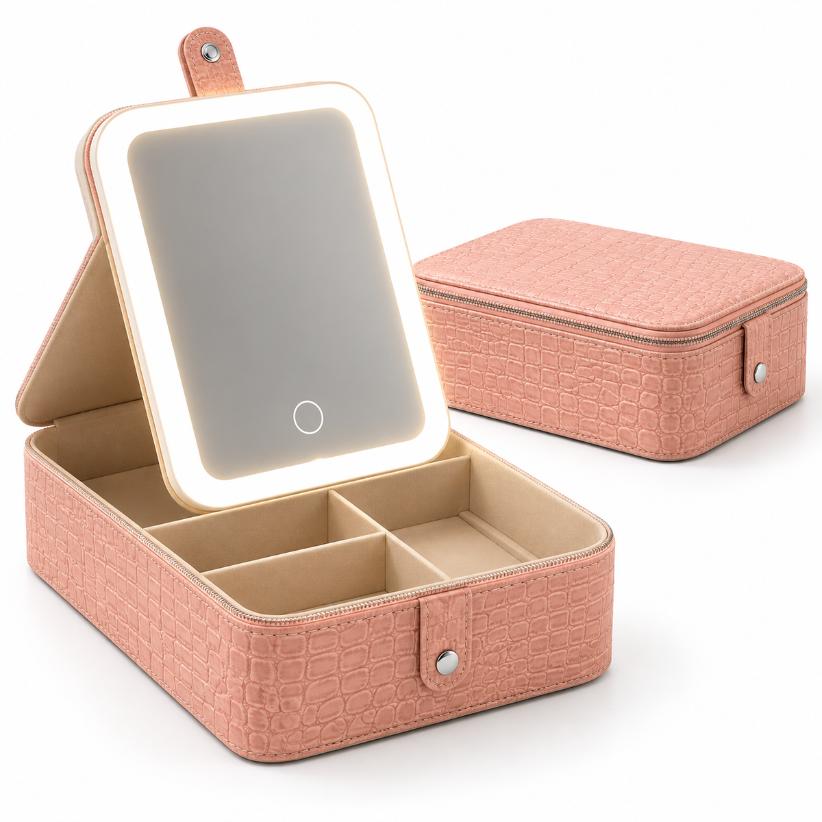 شنطة مكياج مع مرآة LED وإضاءة قابلة للشحن — Makeup Case with Rechargeable LED Mirror