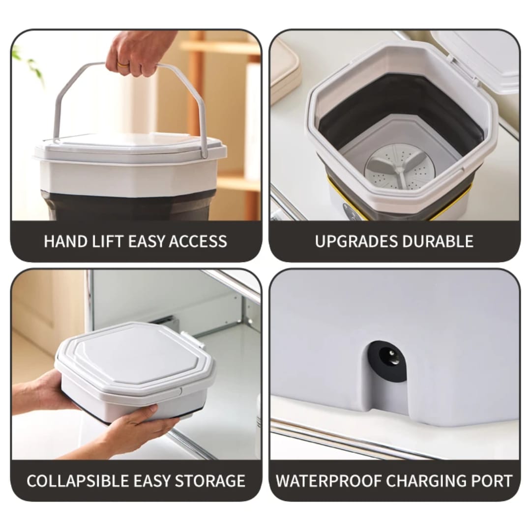غسالة صغيرة قابلة للطي سعة 6.6 لتر بقوة 40 واط — Foldable Mini Washing Machine – 6.6 L, 40W