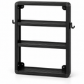 ستاند مطبخ معدني من 3 رفوف مع خطافات جانبية – أسود — 3-Tier Metal Kitchen Rack with Side Hooks – Black