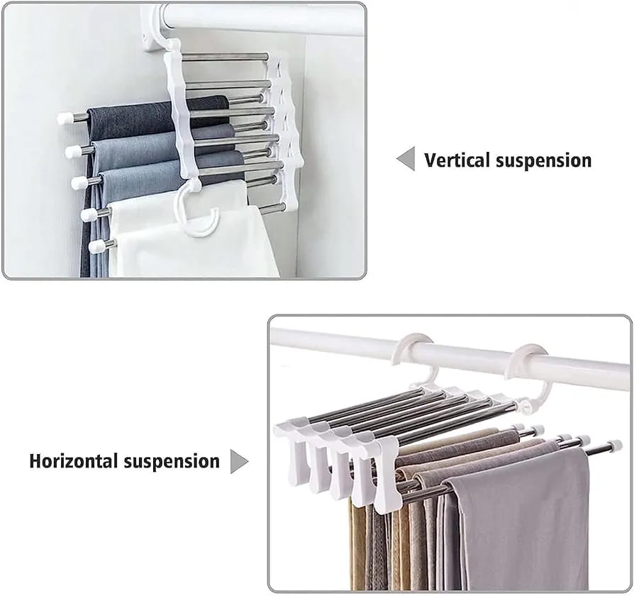 تعليقة بنطلون بتنطوى متعددة الاستخدامات — 5-Tier Foldable Pants Hanger
