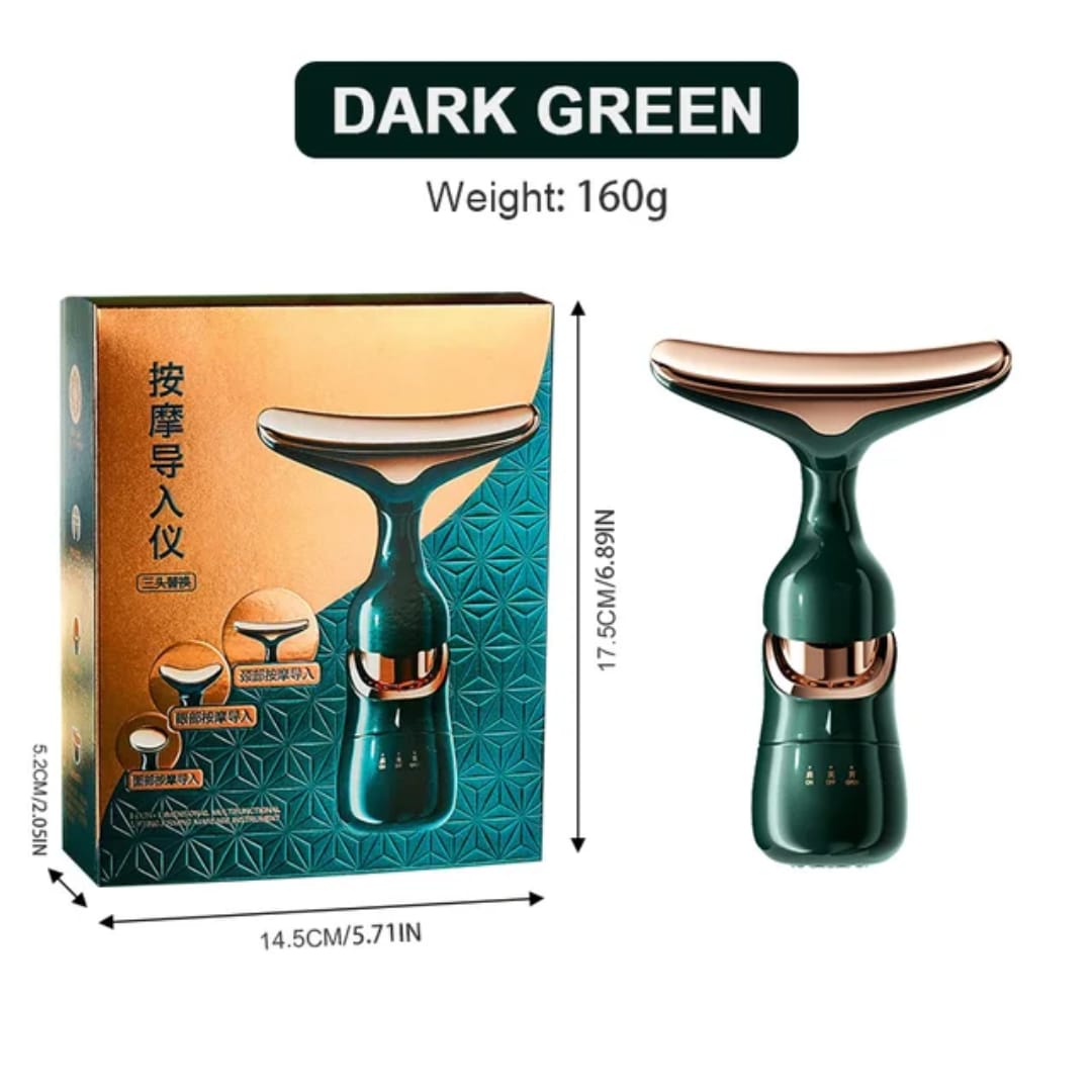 جهاز تدليك الوجه والرقبة بثلاثة رؤوس قابلة للتبديل — 3-Head Face and Neck Massager