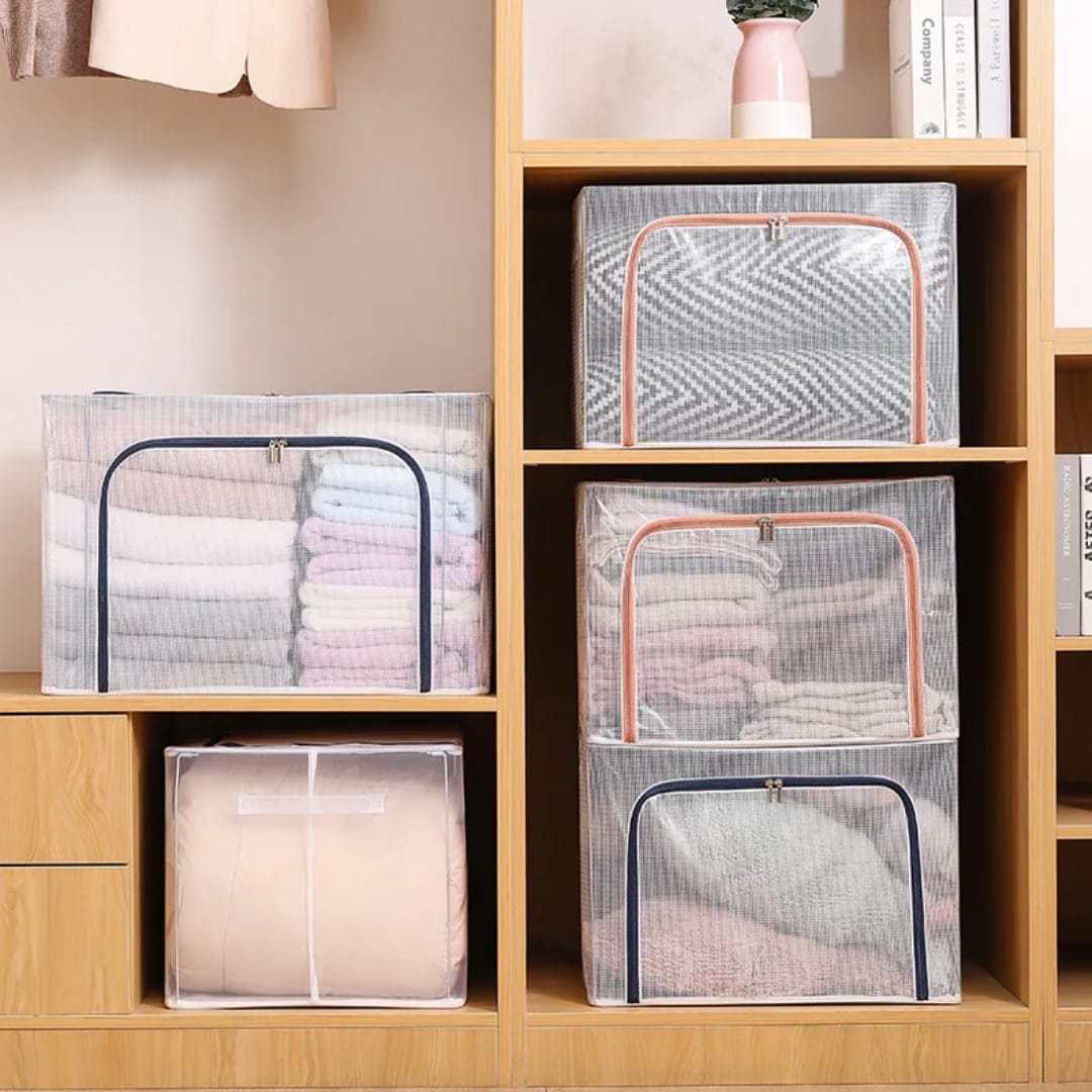 صندوق تخزين شفاف قابل للطي بفتحتين ضد الماء — Foldable Waterproof Clear Storage Box with Dual Openings