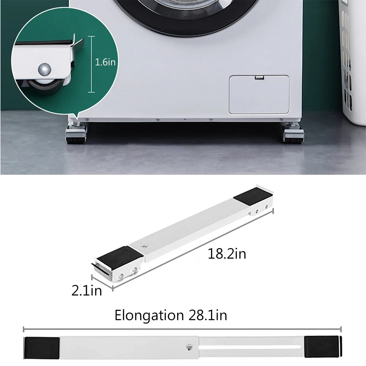 ستاند قابل للتعديل للغسالة والبراد – قطعتان 45–70 سم — 2-Piece Adjustable Appliance Moving Rollers – 45–70 cm