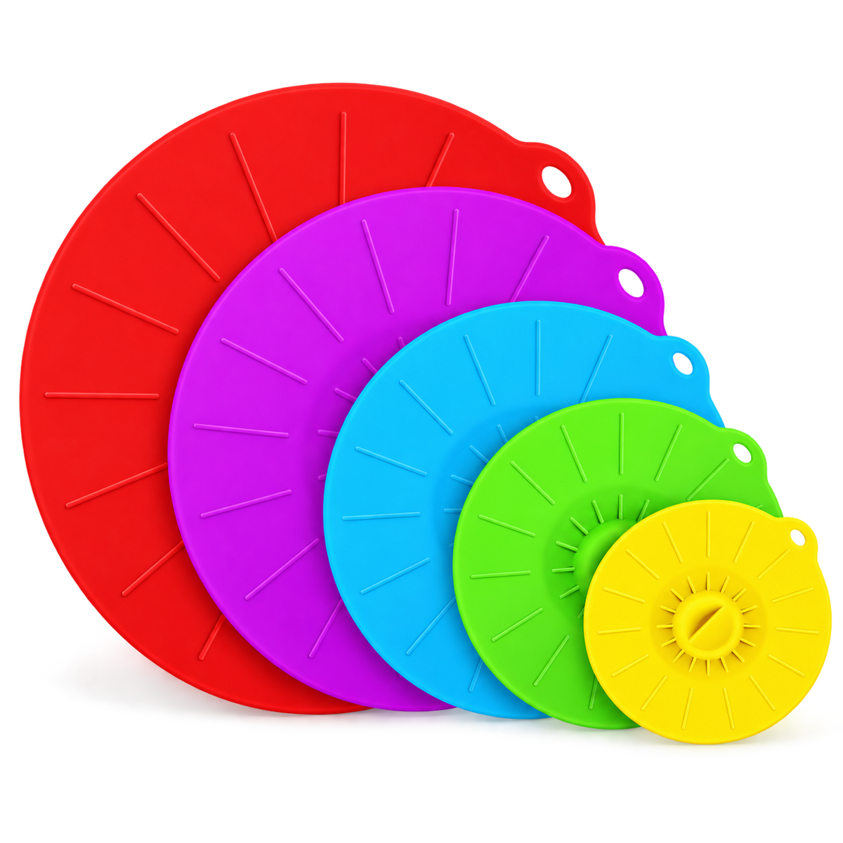 غطاء سيليكون مطاط قوي لجميع الاستخدامات 5 قطع - 5-Piece Silicone Stretch Lid Set