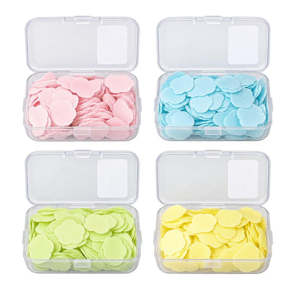 طقم ميني صابون معطر 4 علب - Scented Mini Paper Soap Set – 4 Boxes
