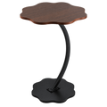 طاولة خشب جوزي شكل وردة عمود حديد - Walnut Flower-Shaped Side Table with Metal Stand