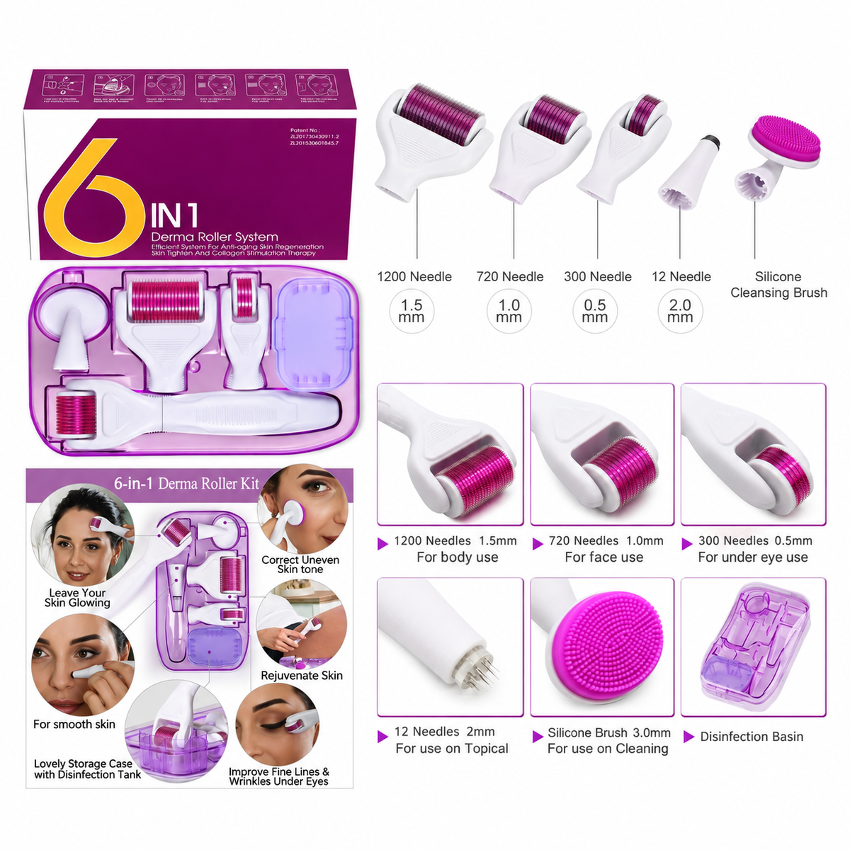 طقم ديرما رولر 6 في 1
6-in-1 Derma Roller Kit