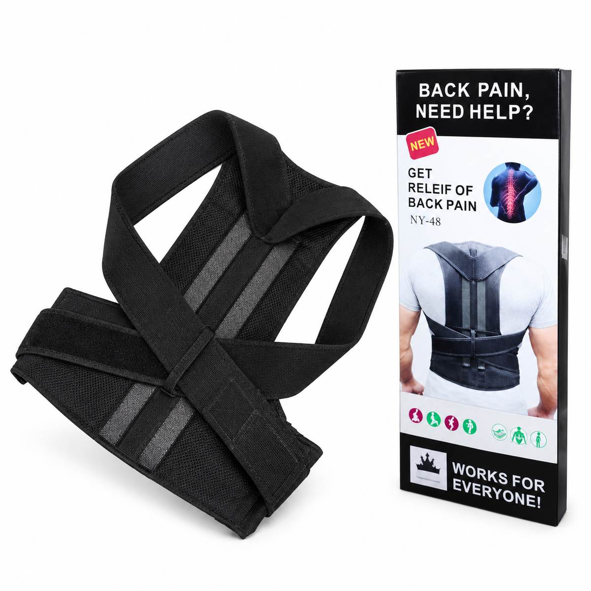 مشد ظهر مع 2 دعامات فولاذ قياس مرن - Posture Support Back Brace with 2 Steel Stays
