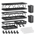 ستاند تلزيق حمام 3 رفوف وملحقات - Adhesive Bathroom Organizer Set