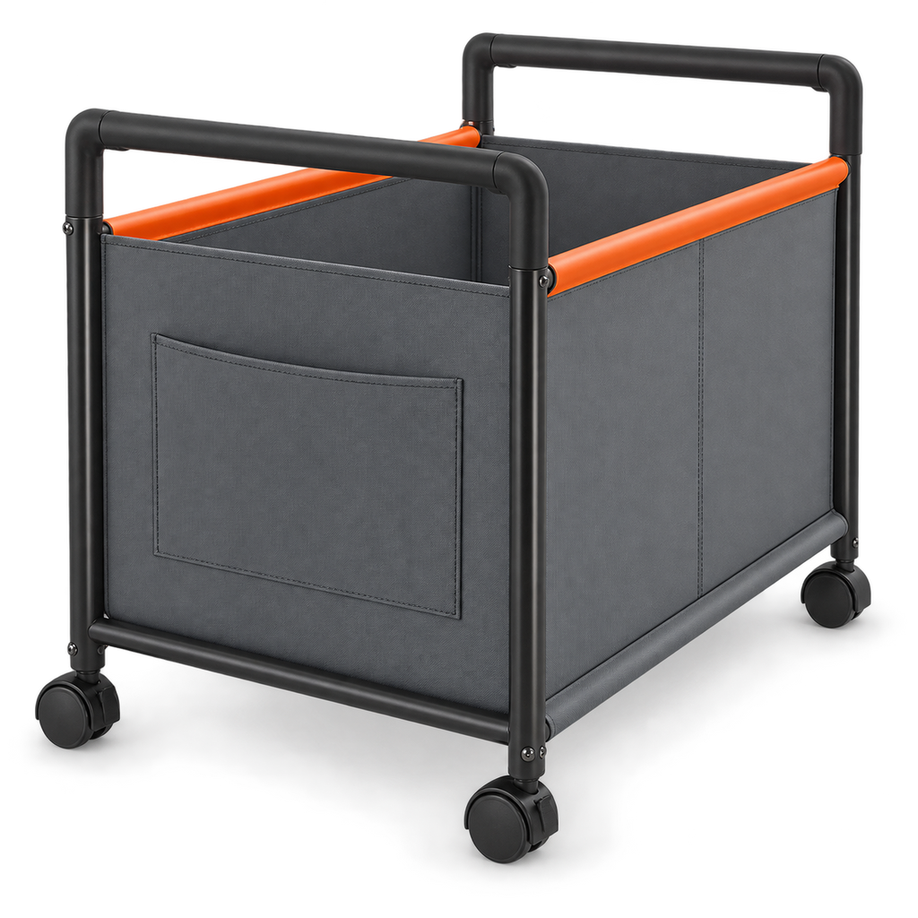 ستاند معدن متحرك مع سلة قماش لتخزين الأغراض - Rolling Metal Storage Cart with Fabric Basket