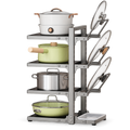ستاند معدن 4 رفوف مع مسافة لتوفير المساحات - 4-Tier Metal Pot and Lid Organizer