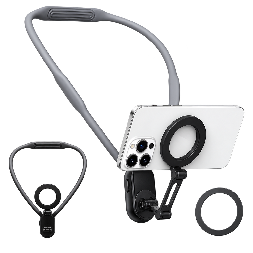 حامل قابل للطي مع ستاند مغناطيس للتليفون على الرقبة - Foldable Magnetic Neck Phone Holder