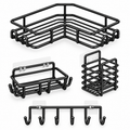 طقم 4 قطع معدن تلزيق للحمام - 4-Piece Adhesive Metal Bathroom Organizer Set