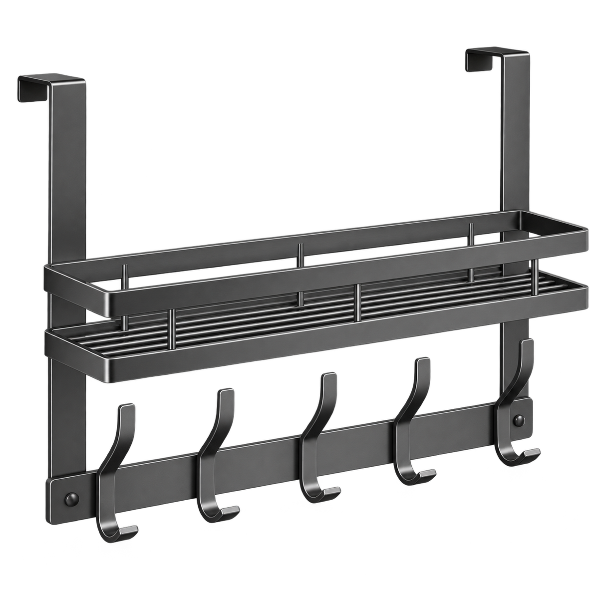 تعليقة باب معدن مع رف و5 شناكل - Over-Door Metal Rack with Shelf and 5 Hooks