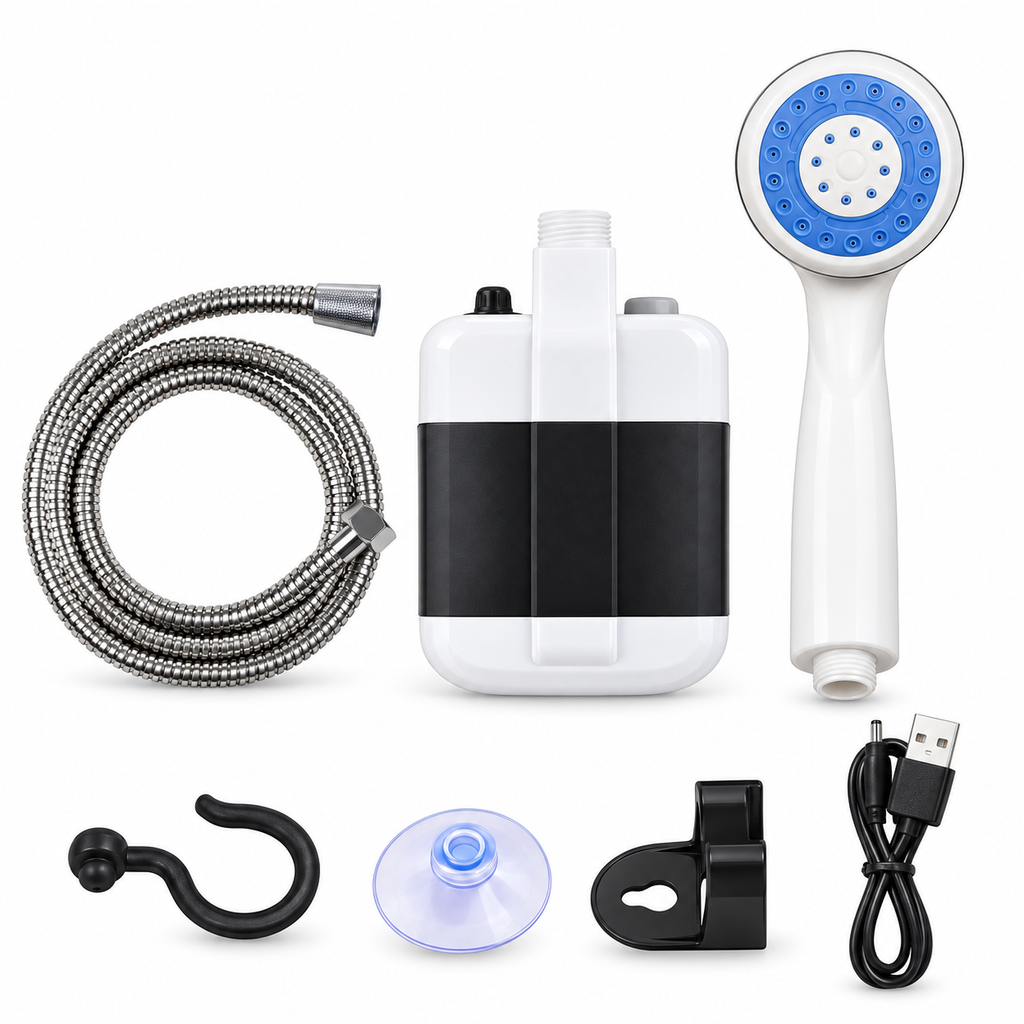 مسكة دوش متنقلة للرحلات تشريج - Rechargeable Portable Camping Shower Set