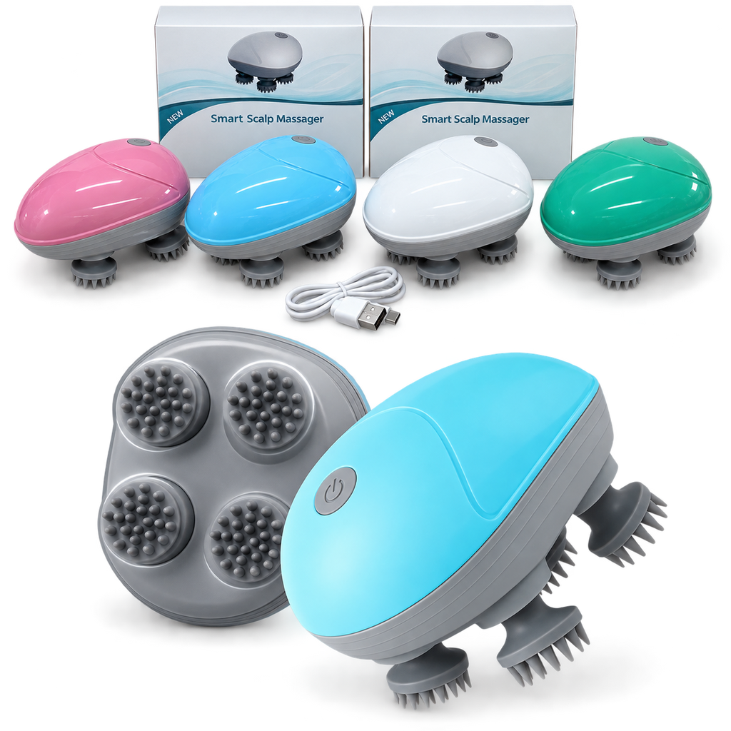 مدلك فروة الرأس الذكي 4 رؤوس تشريج - Rechargeable 4-Head Scalp Massager