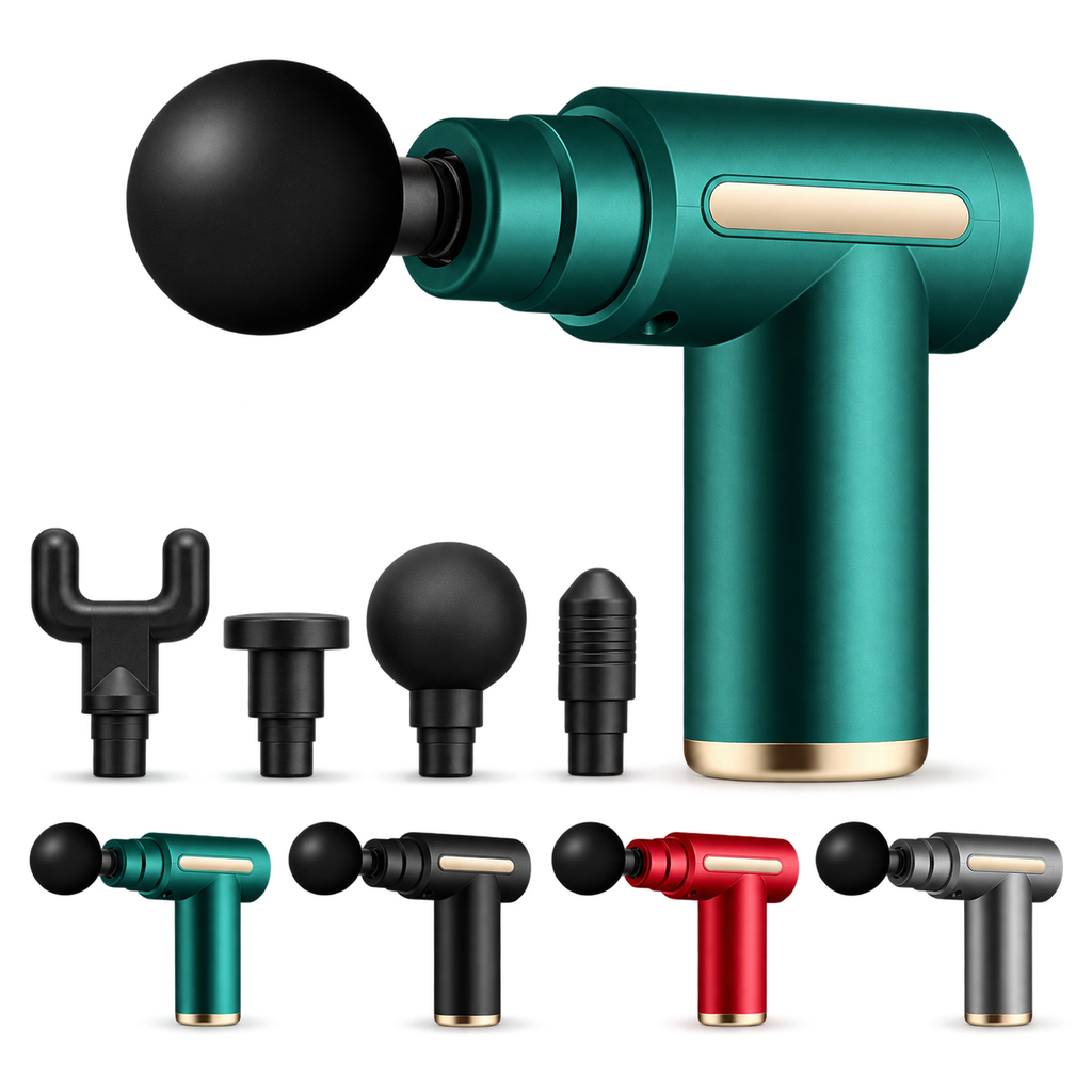 جهاز مساج 4 رؤوس 6 سرعات - 6-Speed Massage Gun with 4 Heads
