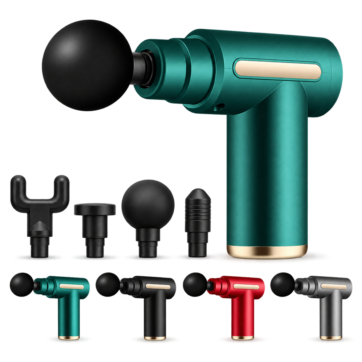 جهاز مساج 4 رؤوس 6 سرعات - 6-Speed Massage Gun with 4 Heads