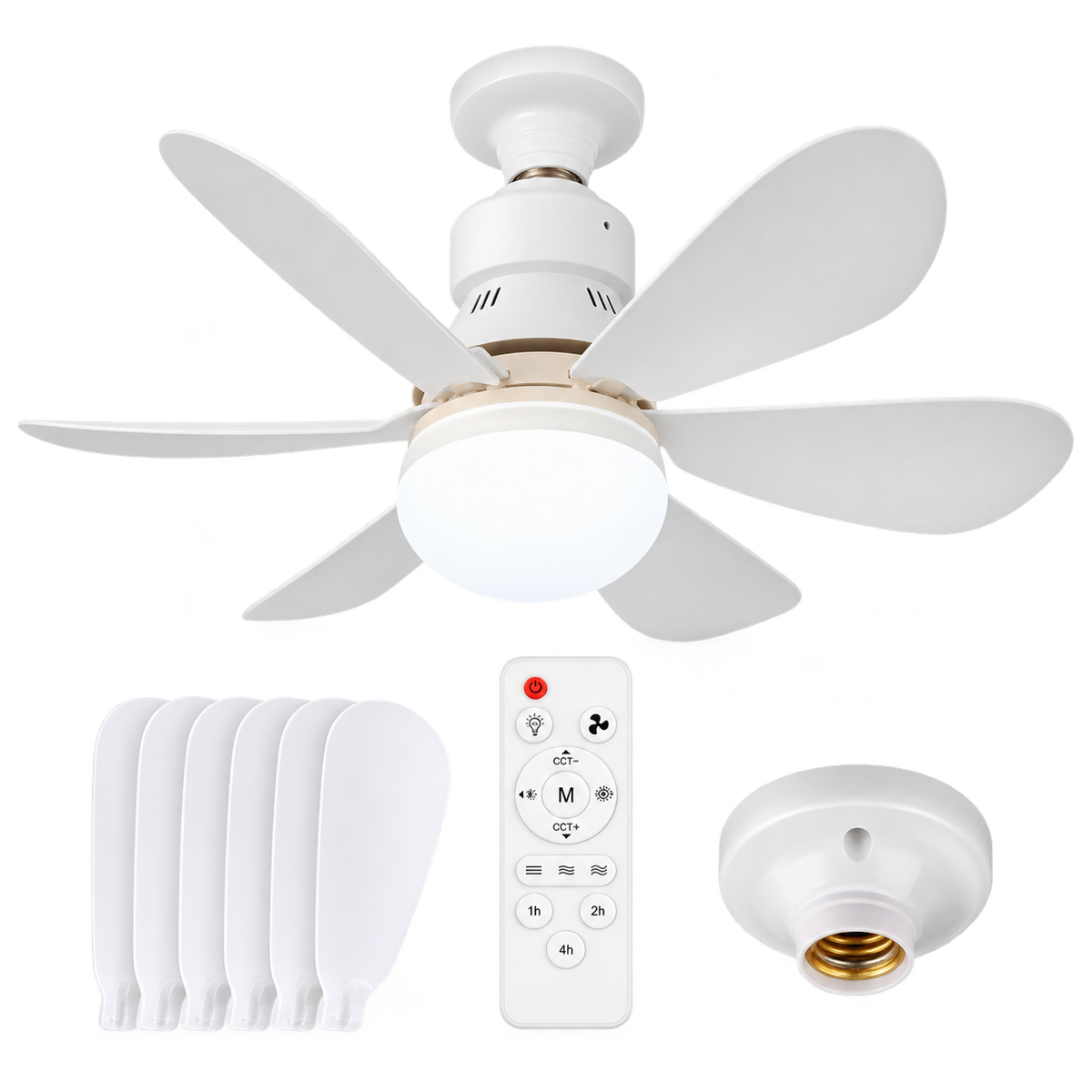 مروحة سقف 6 شفرات 40 واط مع 3 ألوان إضاءة - 6-Blade 40W Ceiling Fan with 3-Color LED Light