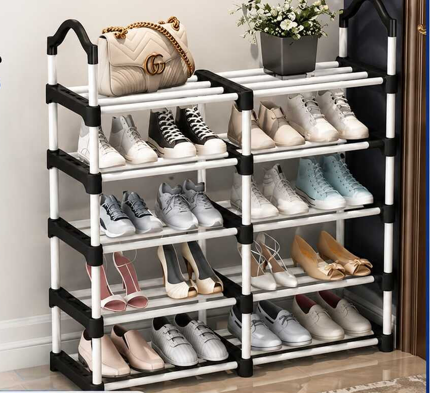 ستاند أحذية دوبل 5 طبقات و10 خانات — 5-Tier Double Shoe Rack – 10 Compartments