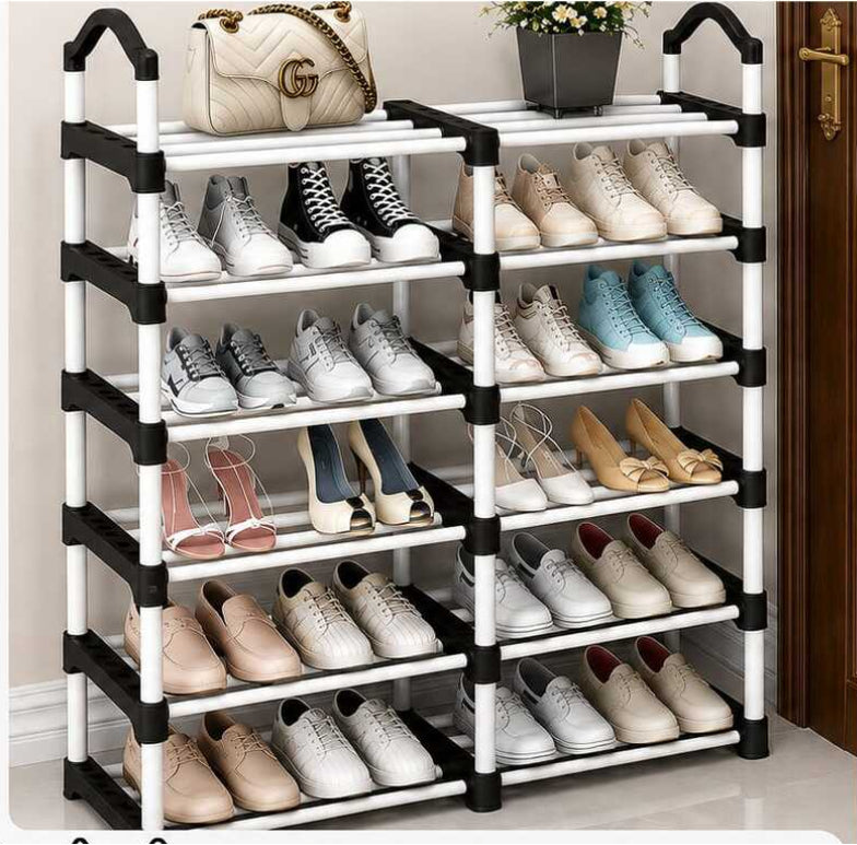ستاند أحذية دوبل 7 طبقات و14 خانة — 7-Tier Double Shoe Rack – 14 Compartments