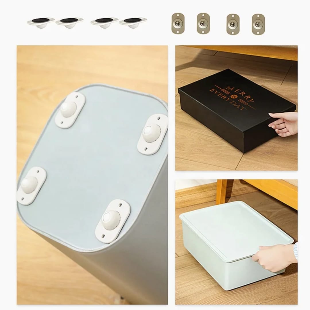 طقم دواليب لاصقة متحركة 360° متعددة الاستخدام – 4 قطع — 360° Self-Adhesive Caster Wheels – 4 Pieces