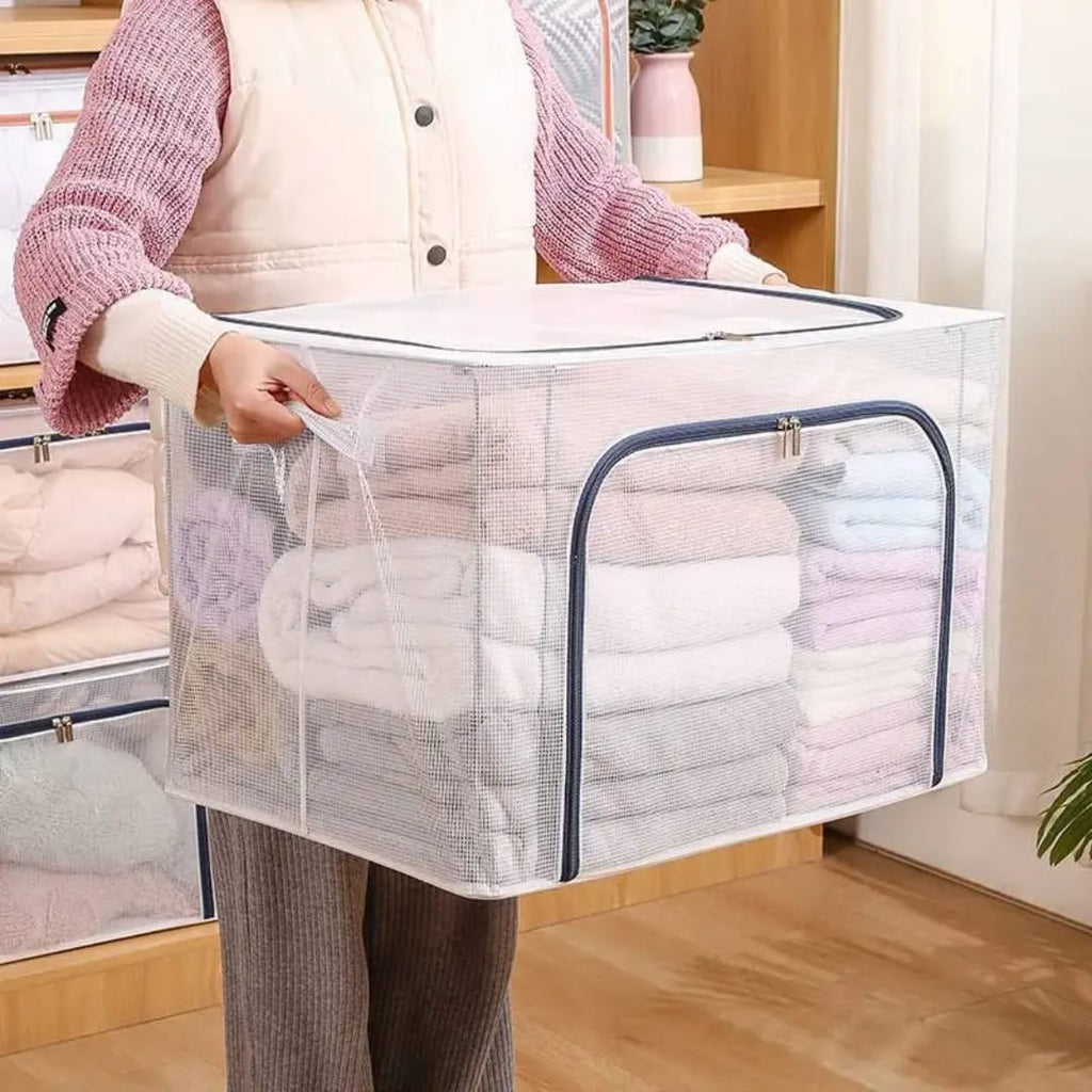 صندوق تخزين شفاف قابل للطي بفتحتين ضد الماء — Foldable Waterproof Clear Storage Box with Dual Openings