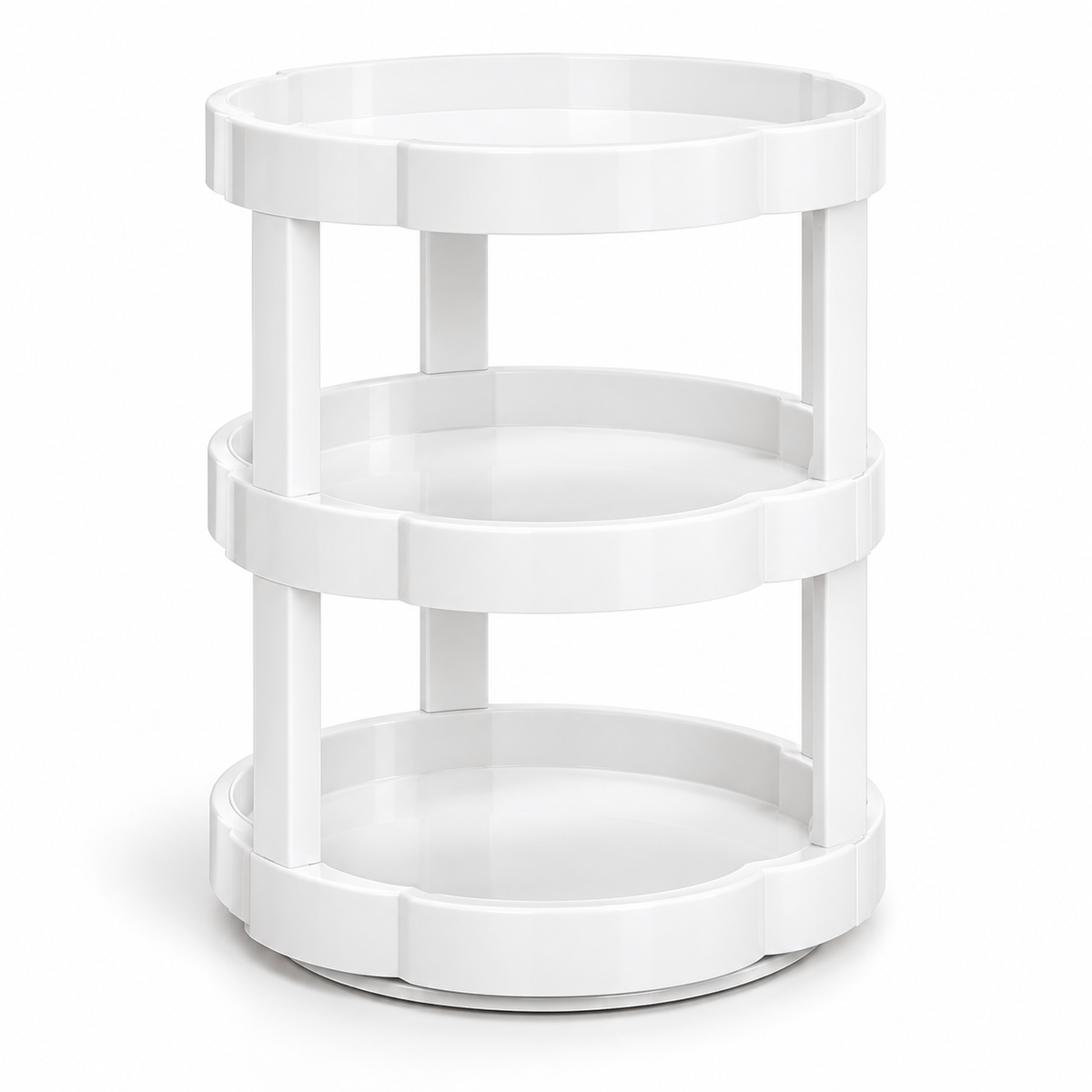 ستاند مطبخ دوّار 360 درجة من 3 طبقات – أبيض — 3-Tier 360° Rotating Kitchen Organizer – White