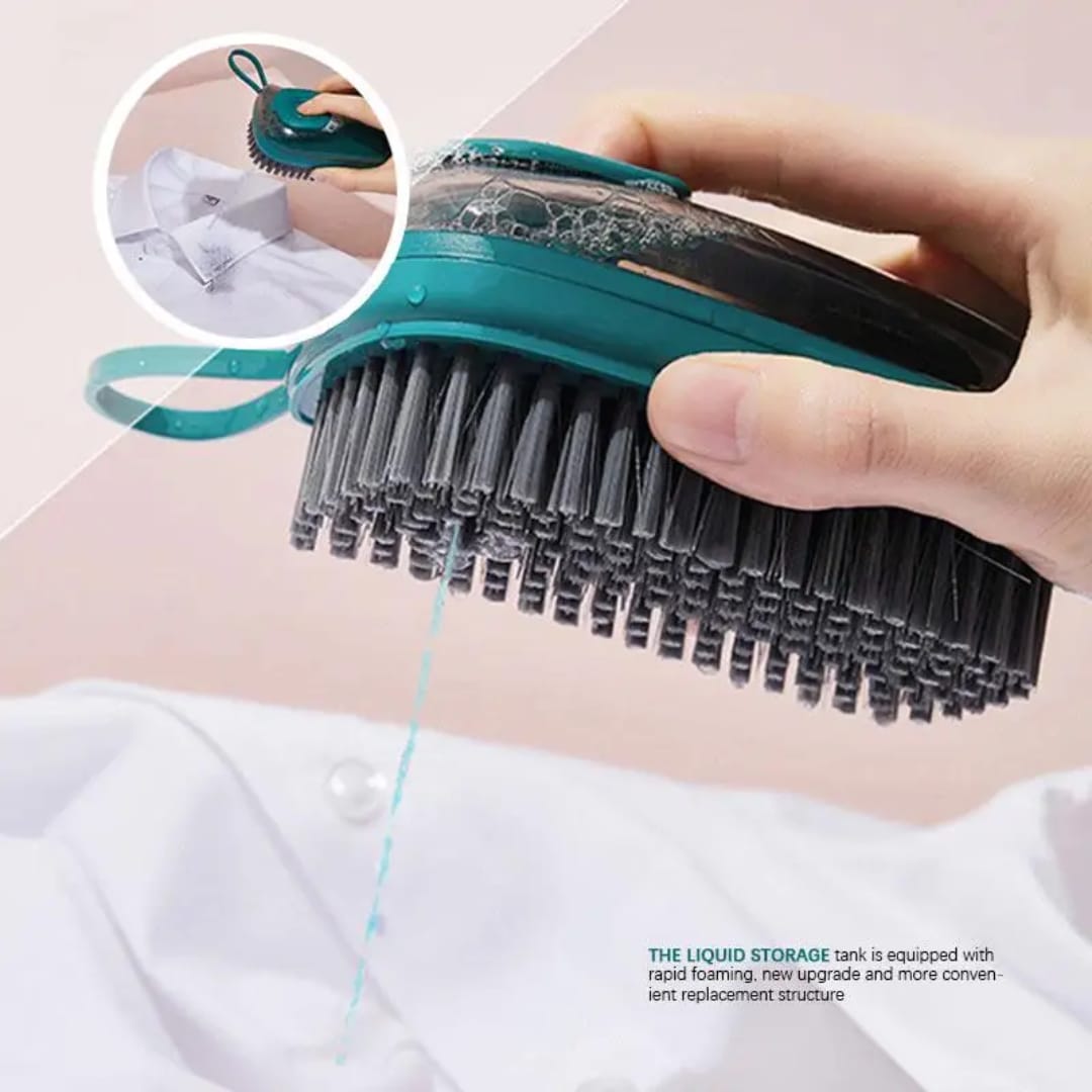 فرشاة تنظيف بخزان صابون قابل للتعبئة والضغط – سعة 150 مل — Refillable Soap Dispensing Cleaning Brush – 150 ml