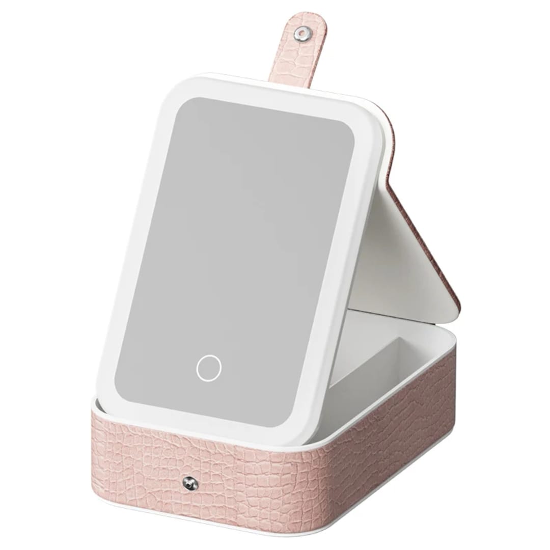 حقيبة مكياج مع مرآة LED و4 خانات قابلة للتعديل — Makeup Case with LED Mirror and 4 Adjustable Compartments