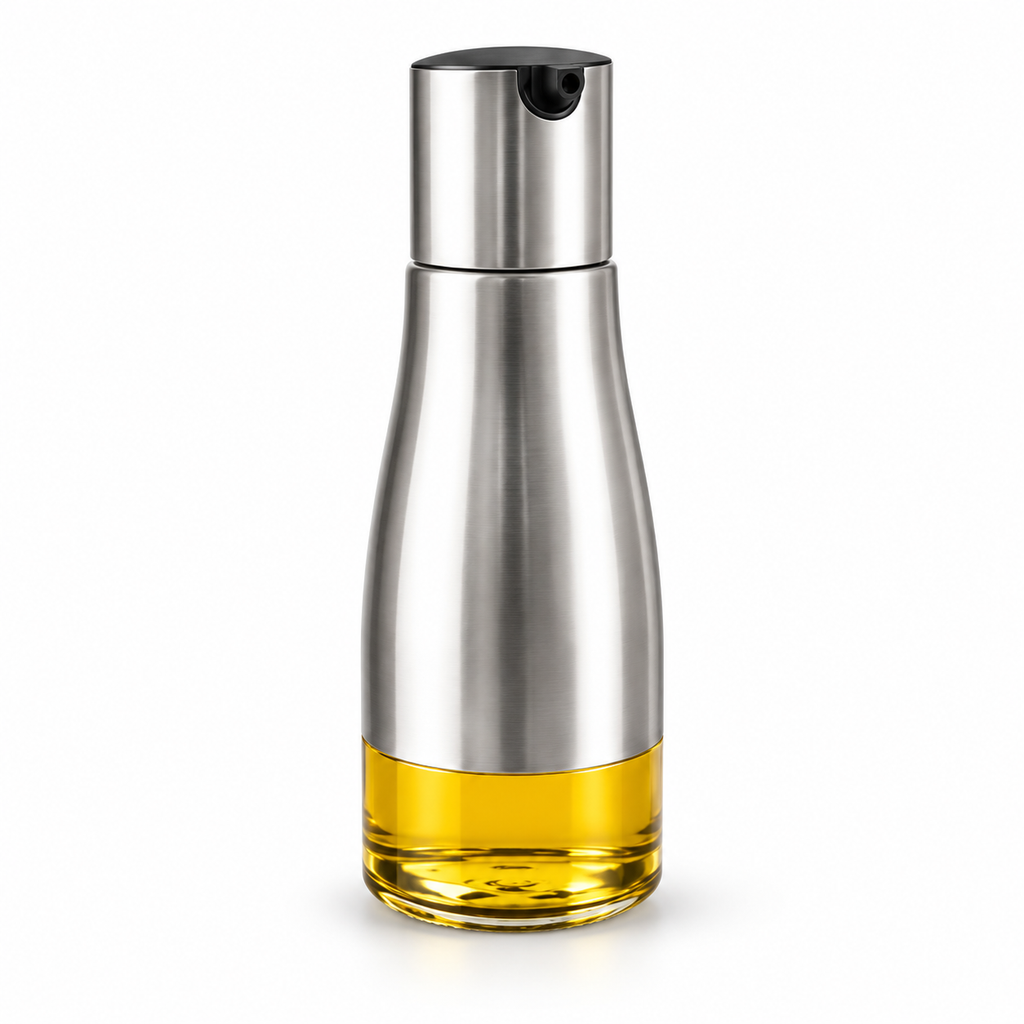 مرشّة زيت من الستانلس ستيل والزجاج – سعة 320 مل — Stainless Steel and Glass Oil Sprayer – 320 ml