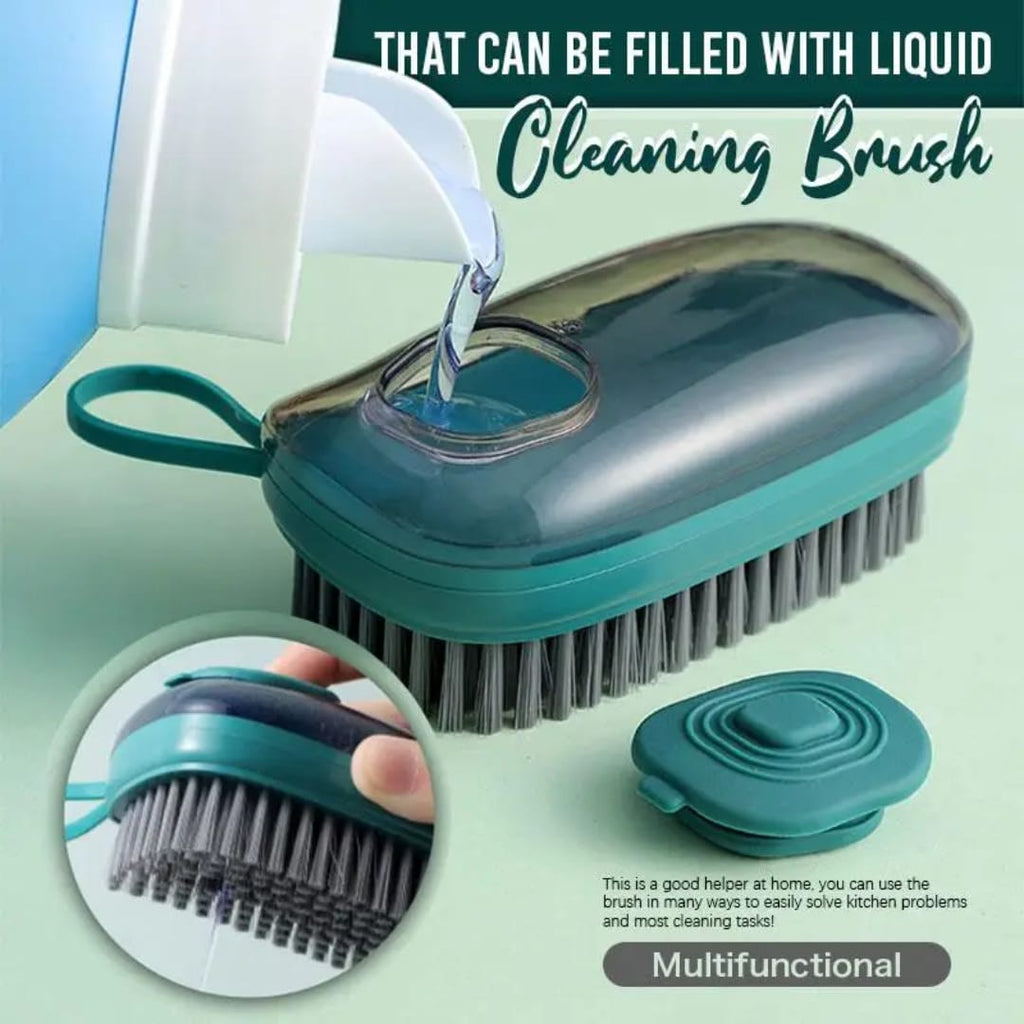 فرشاة تنظيف بخزان صابون قابل للتعبئة والضغط – سعة 150 مل — Refillable Soap Dispensing Cleaning Brush – 150 ml