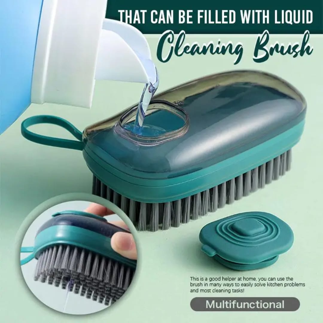 فرشاة تنظيف بخزان صابون قابل للتعبئة والضغط – سعة 150 مل — Refillable Soap Dispensing Cleaning Brush – 150 ml